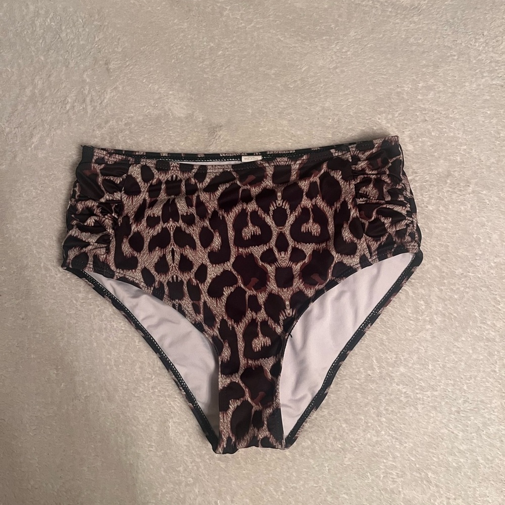 Leopard Print High-Waisted Bikini Bottoms